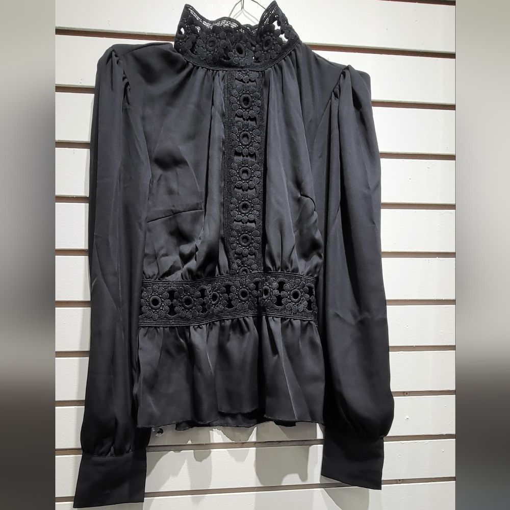 PARISIAN‎ Black Crochet Blouse Small